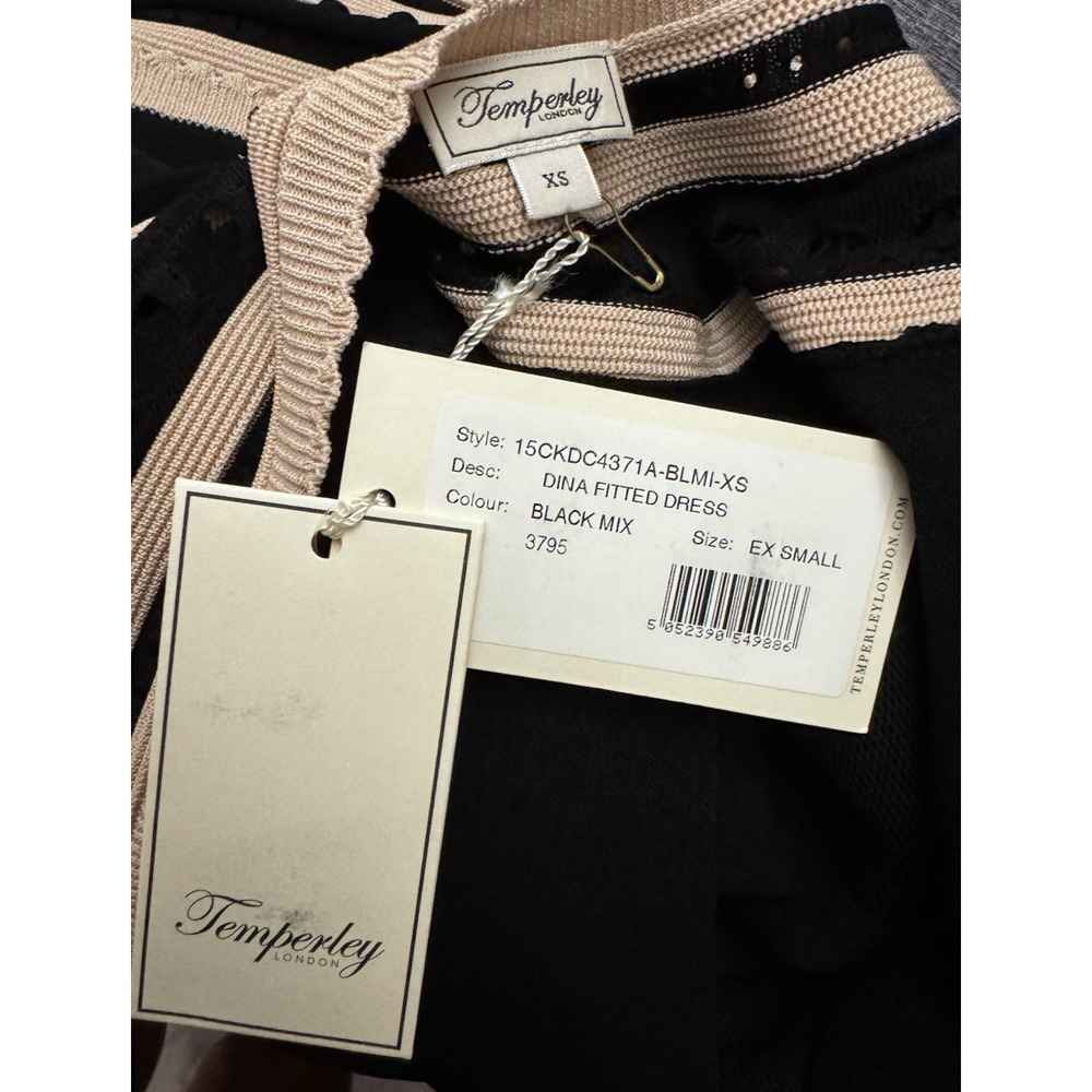 Temperley London Dina Fiftted Dress Black Beige xs NWT ( Flaw) - Picture 9 of 9